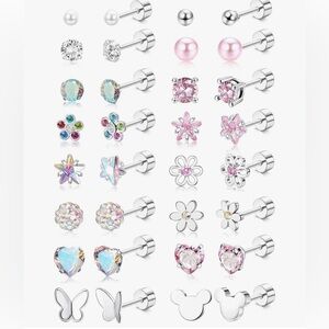 16 Pairs Hypoallergenic Screw Back Earrings for Women Stainless Steel